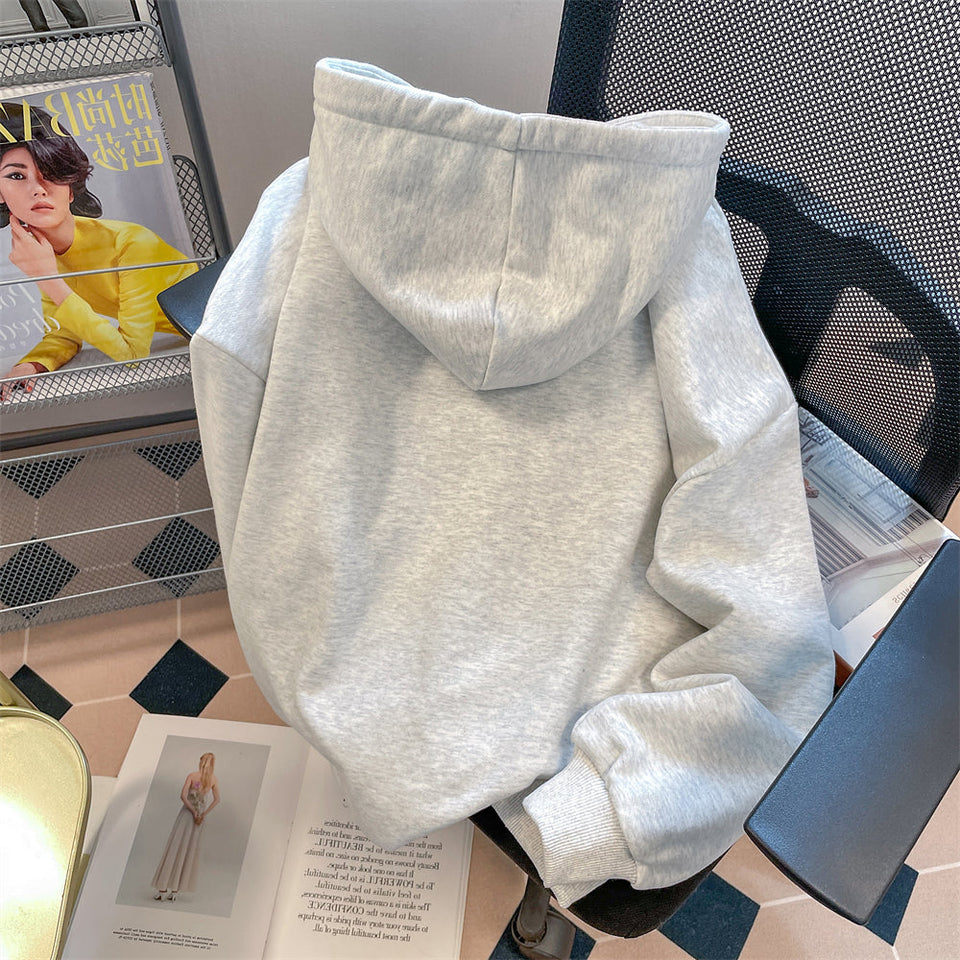 Denim Patch Kelebek Kapüşonlu Sweatshirt