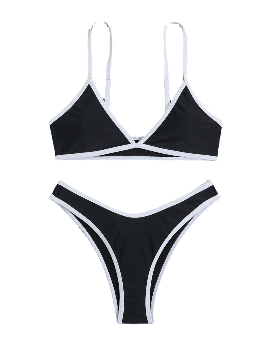Basit Tasarım Renk Bloklama Bikini
