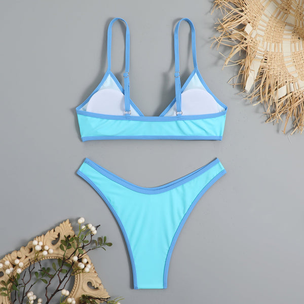 Basit Tasarım Renk Bloklama Bikini