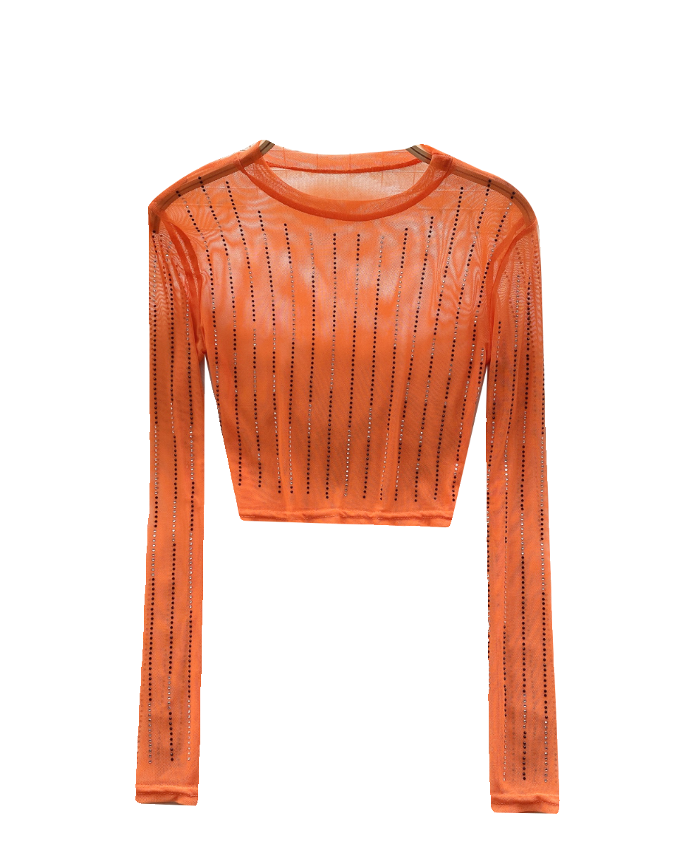Rhinestone Taşlı Mesh Alt Tişört
