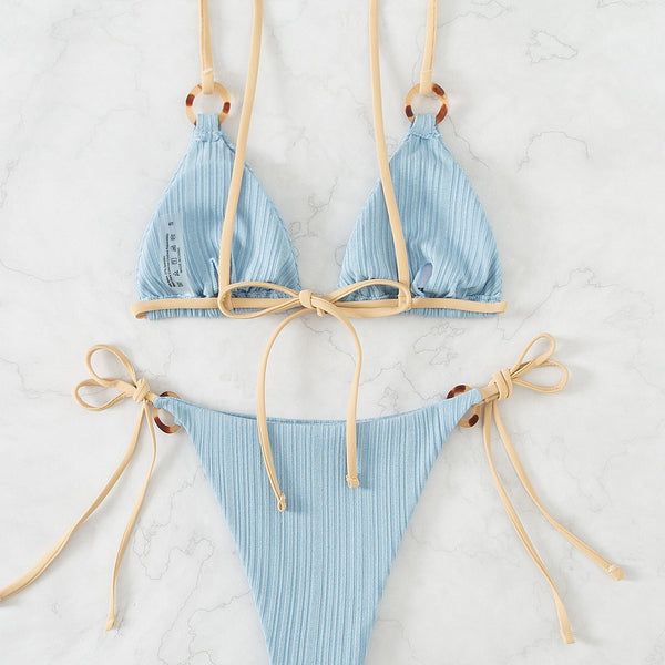 Düz Renkli Askılı Bikini