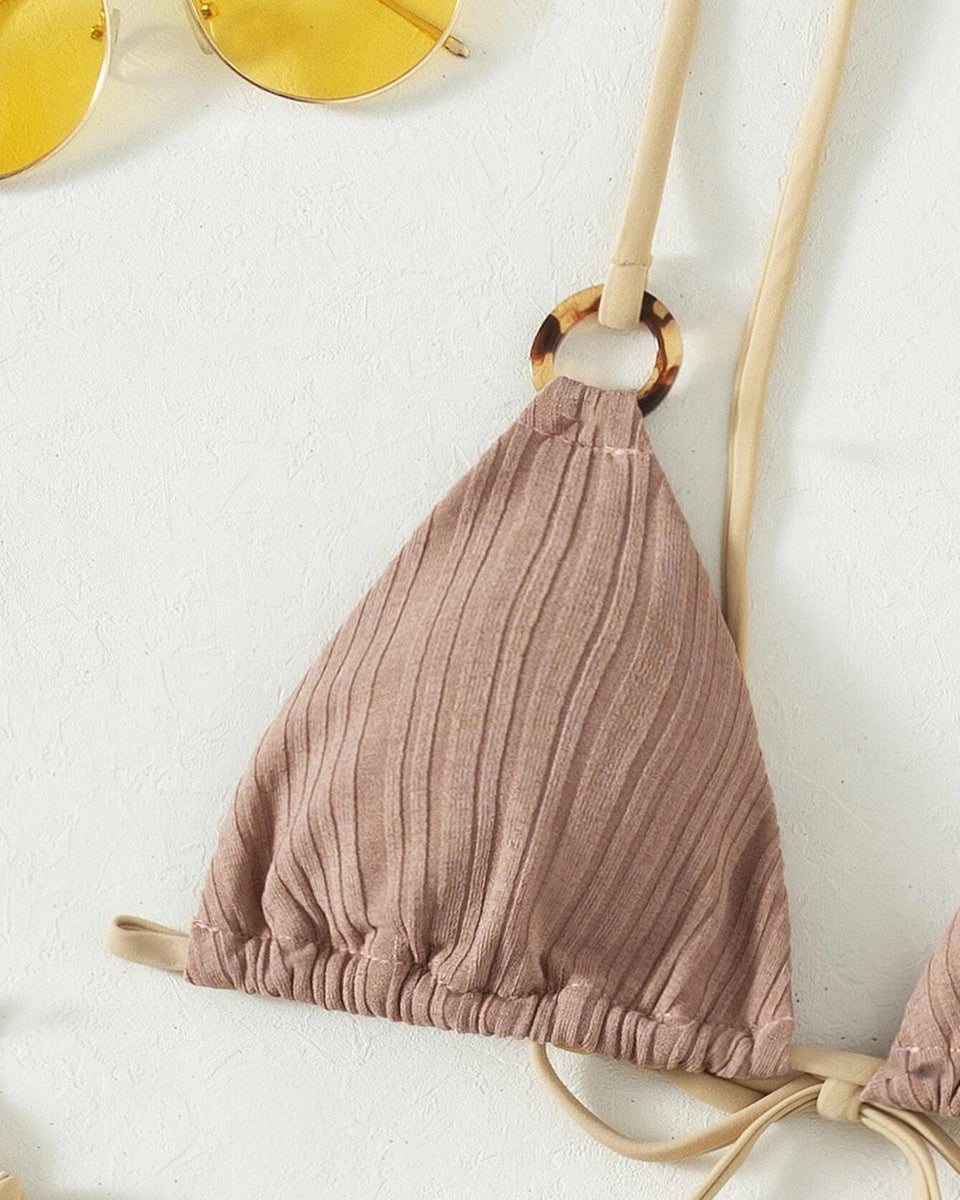 Düz Renkli Askılı Bikini