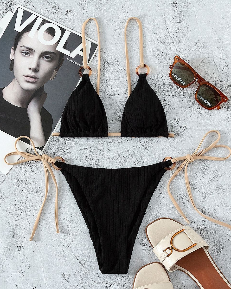 Düz Renkli Askılı Bikini