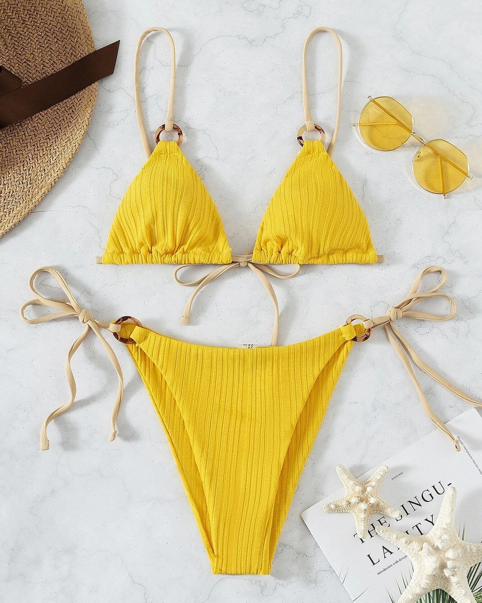 Düz Renkli Askılı Bikini