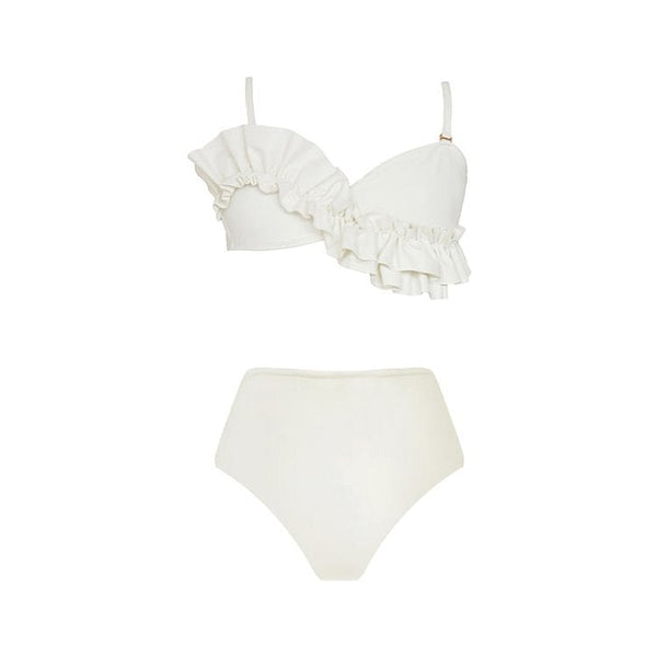 Fırfırlı Düz Renk Tankini & Sarma Etek 2 Parça