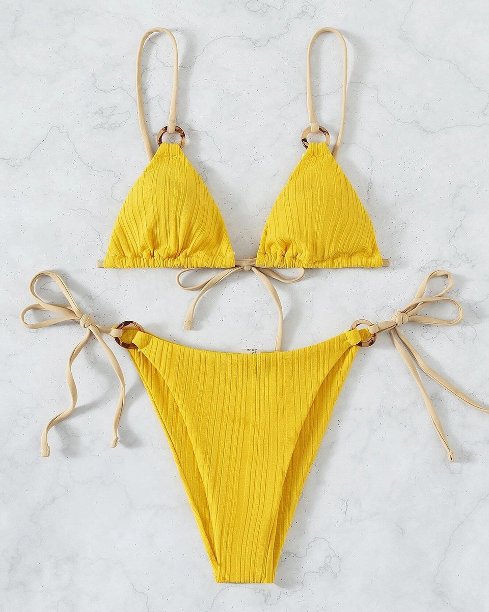Düz Renkli Askılı Bikini