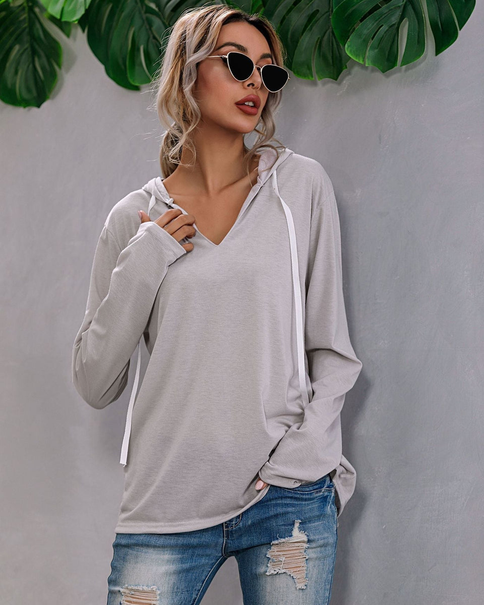 Kadınlar için Rahat Kapüşonlu Sweatshirt