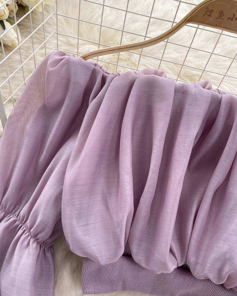 Seksiy Off-shoulder Volanlı Şifon Bluz