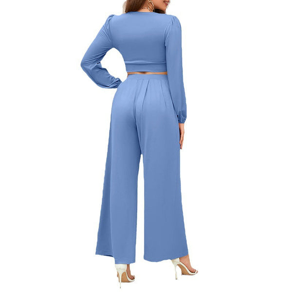 Pauline | Kadın V Yaka Uzun Kol ve Rahat Pantolon Moda