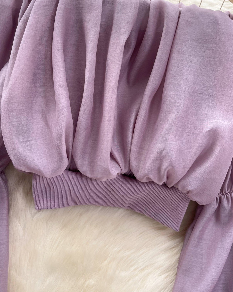 Seksiy Off-shoulder Volanlı Şifon Bluz