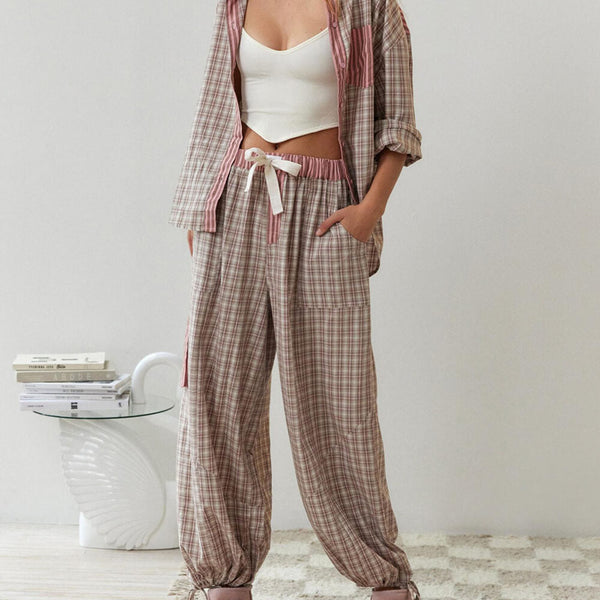 Clara | Bol pembe şerit pijama seti