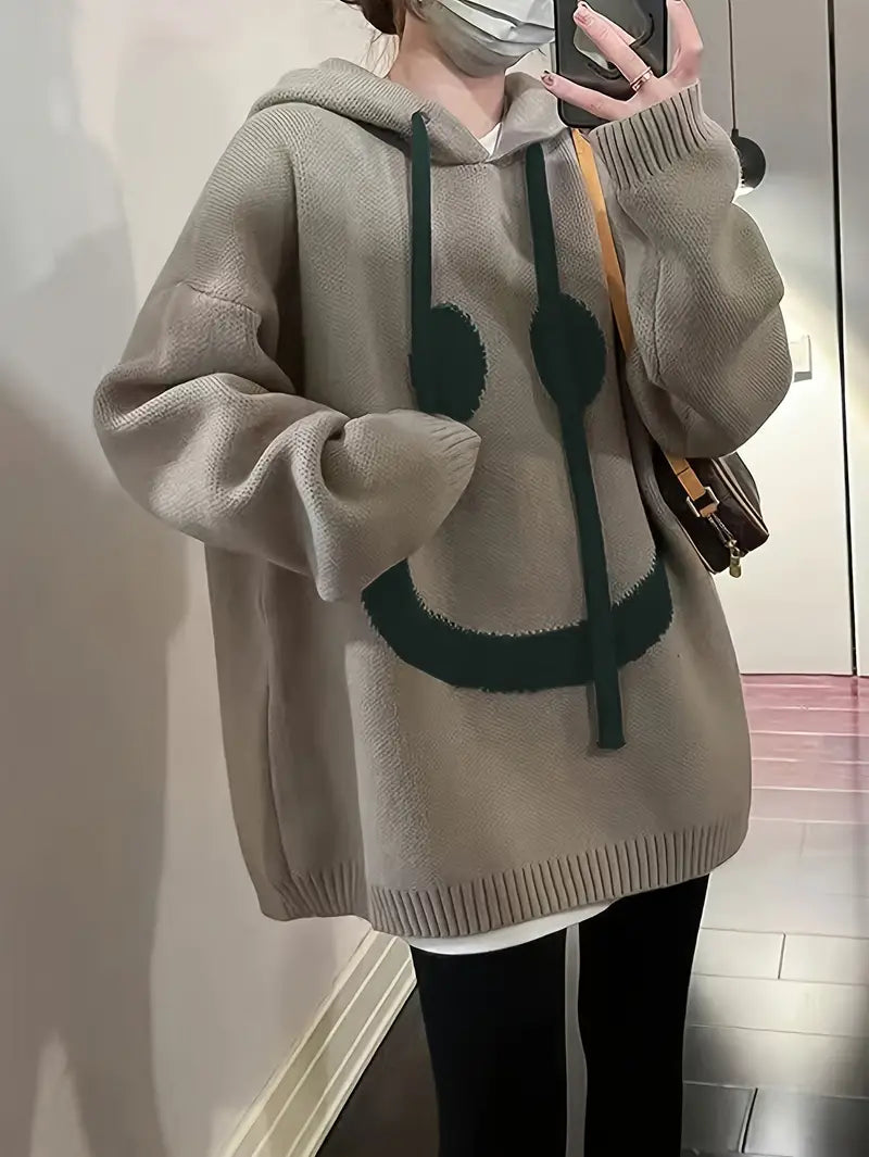 Rebecca – gülümseme tasarımlı kapüşonlu sweatshirt