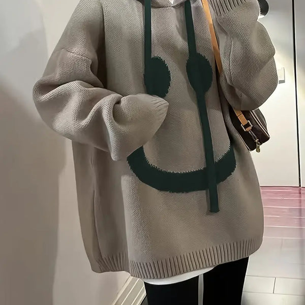 Rebecca – gülümseme tasarımlı kapüşonlu sweatshirt