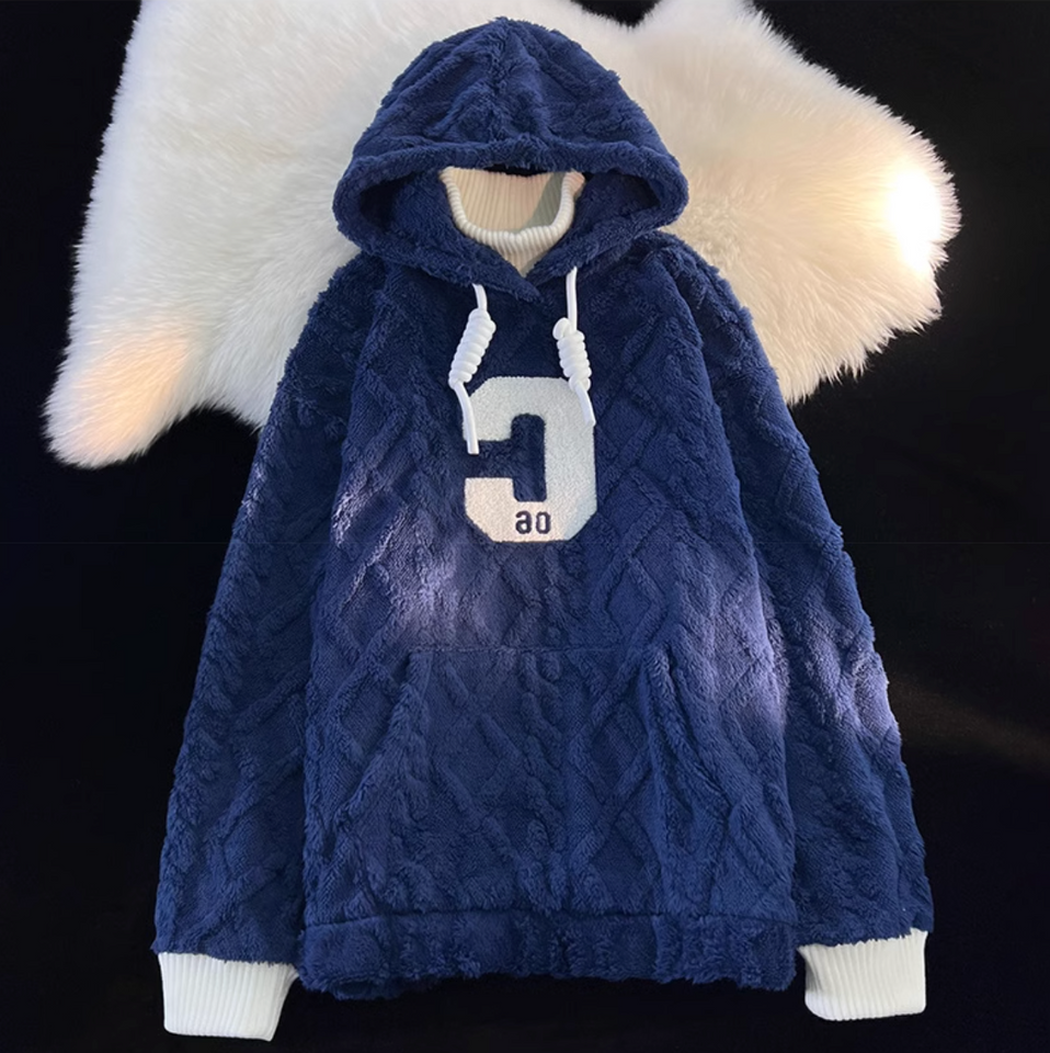 Sahte İki Parça Peluş Kapüşonlu Sweatshirt
