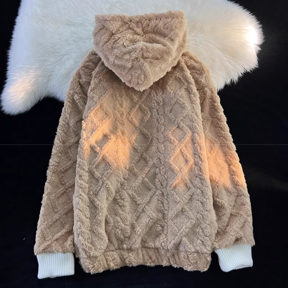 Sahte İki Parça Peluş Kapüşonlu Sweatshirt