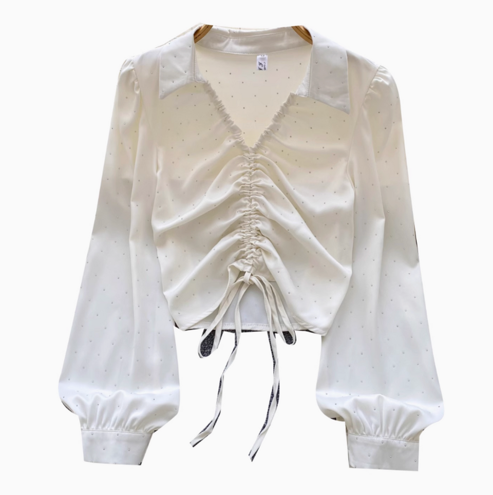 Niş Çekmeli Rhinestone Boncuklu Gömlek