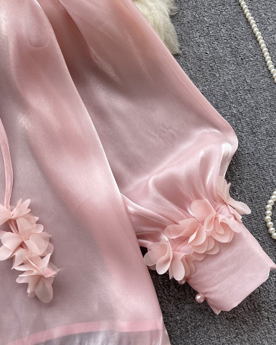 Kurumsal Dantel Saten Gömlek Ribbons ile