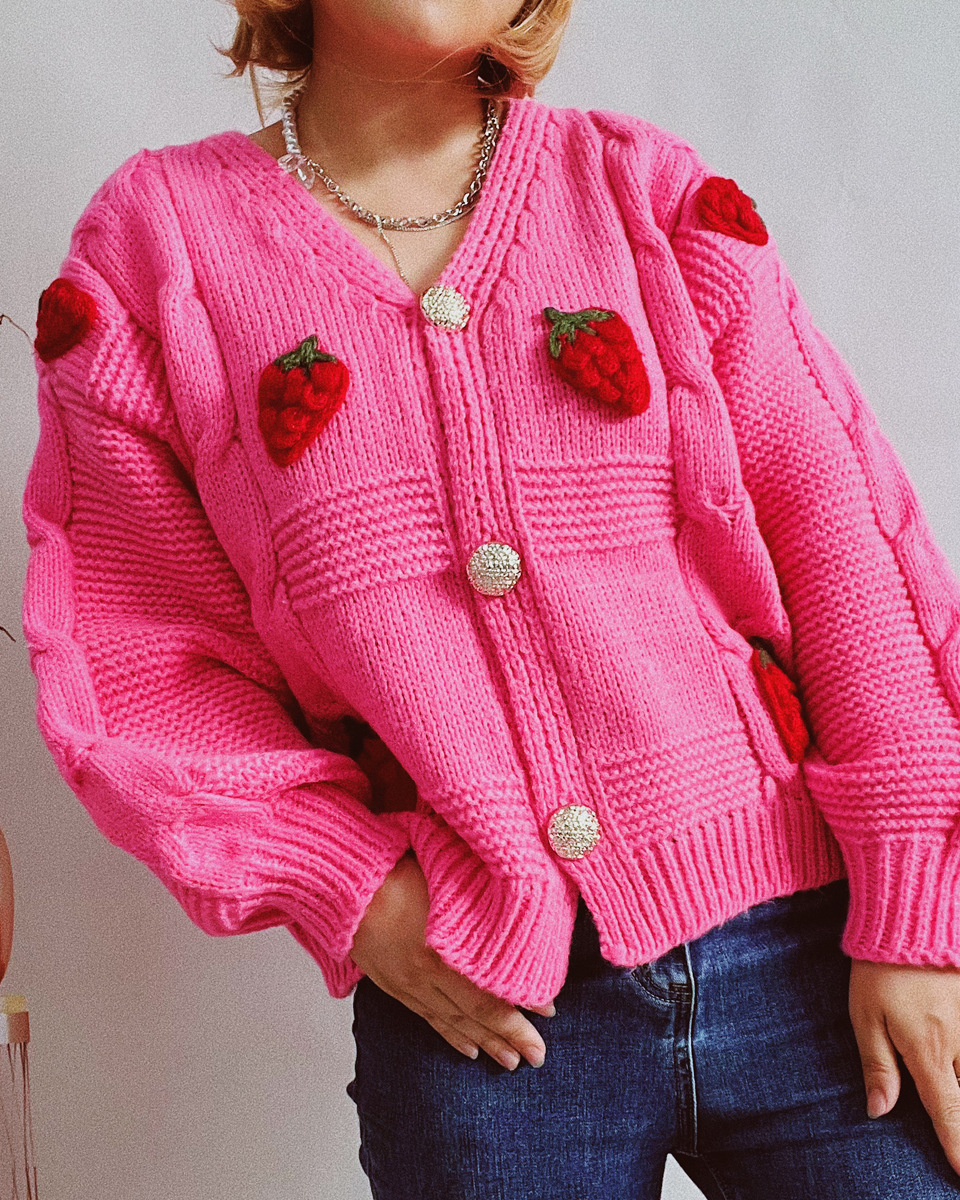 Liora – Açık önlü şık çilek cardigan, bahar için