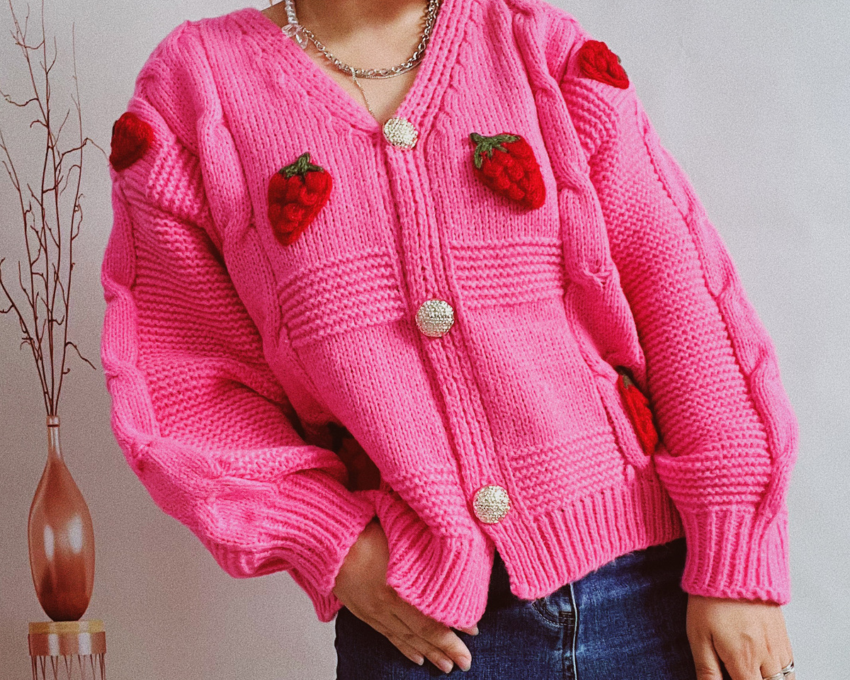 Liora – Açık önlü şık çilek cardigan, bahar için