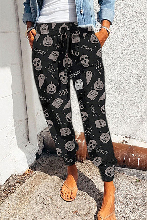 Leopar Desenli Jogging Pantolon Kordonlu