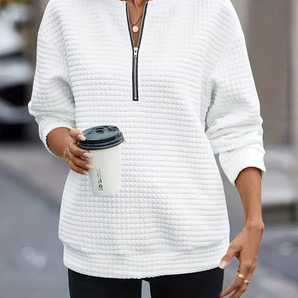 Audrey – bahar için yarım fermuarlı rahat uzun kollu sweatshirt