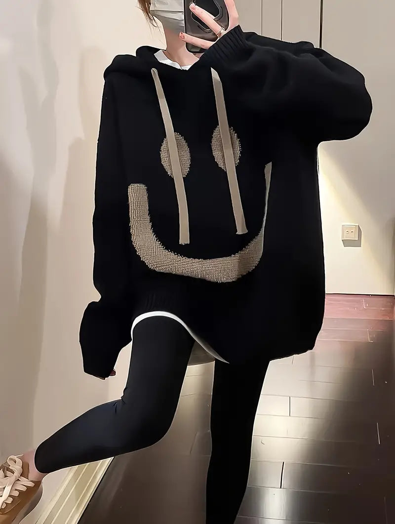 Rebecca – gülümseme tasarımlı kapüşonlu sweatshirt