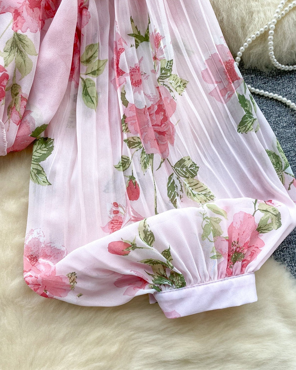 Tatlı Ruffled Şifon Çiçekli Bluz