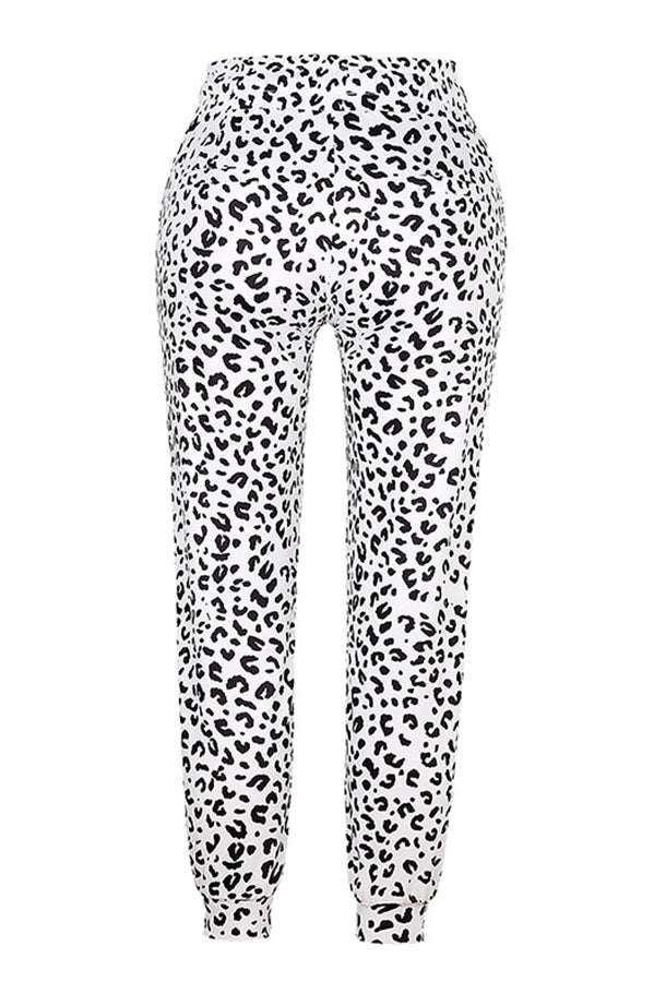 Leopar Desenli Jogging Pantolon Kordonlu