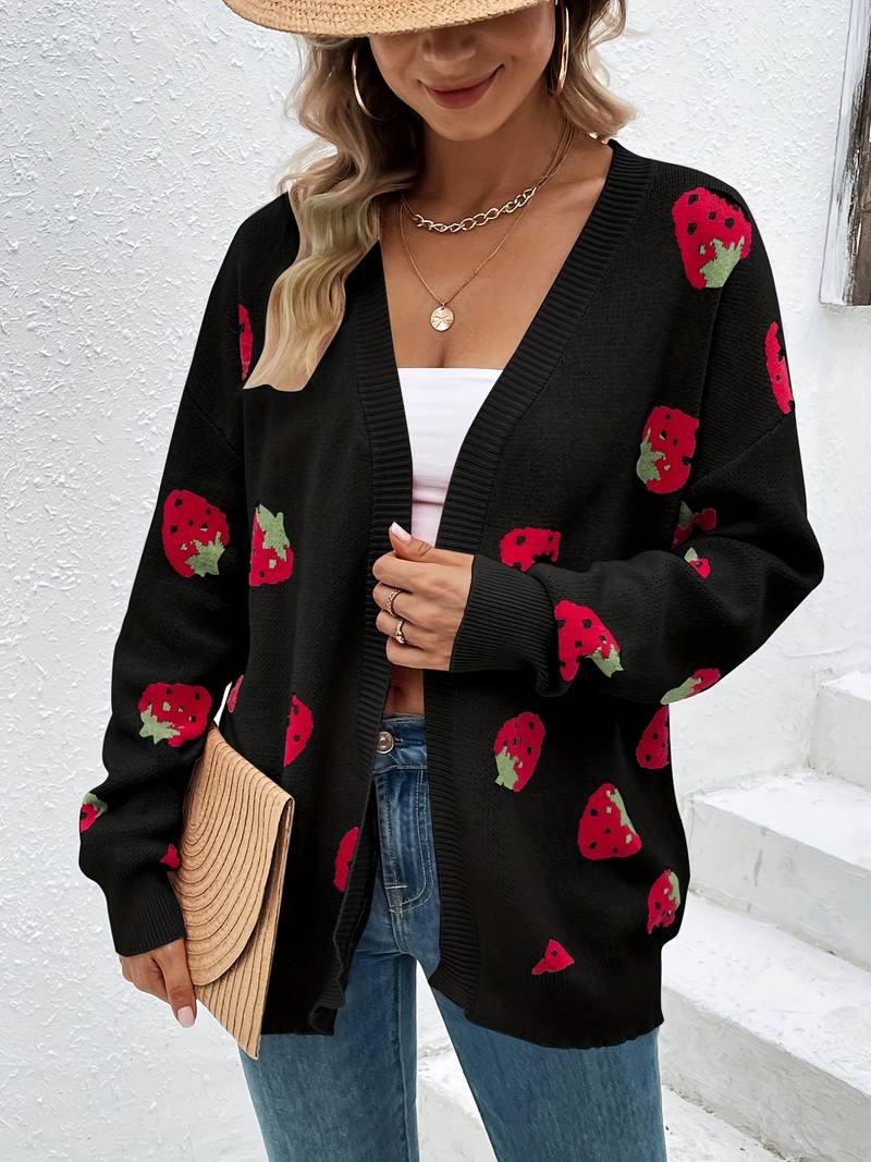 Liora – Açık önlü şık çilek cardigan, bahar için
