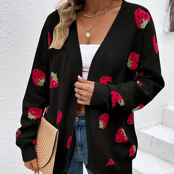 Liora – Açık önlü şık çilek cardigan, bahar için