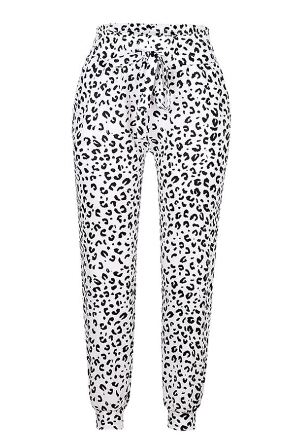 Leopar Desenli Jogging Pantolon Kordonlu