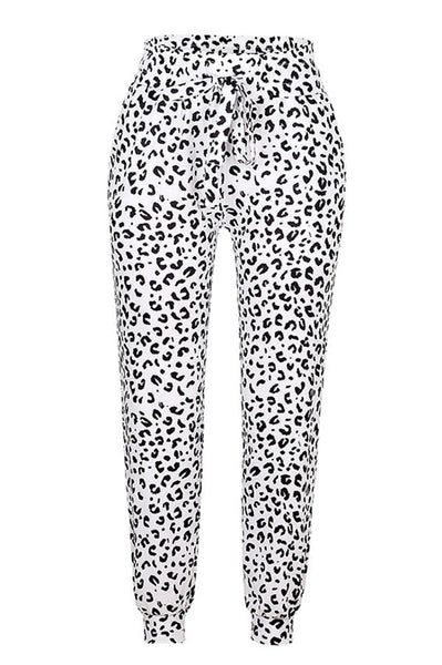 Leopar Desenli Jogging Pantolon Kordonlu