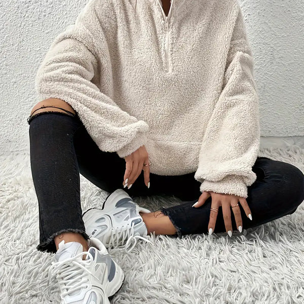 Teddy-Sweatshirt Fermuarlı