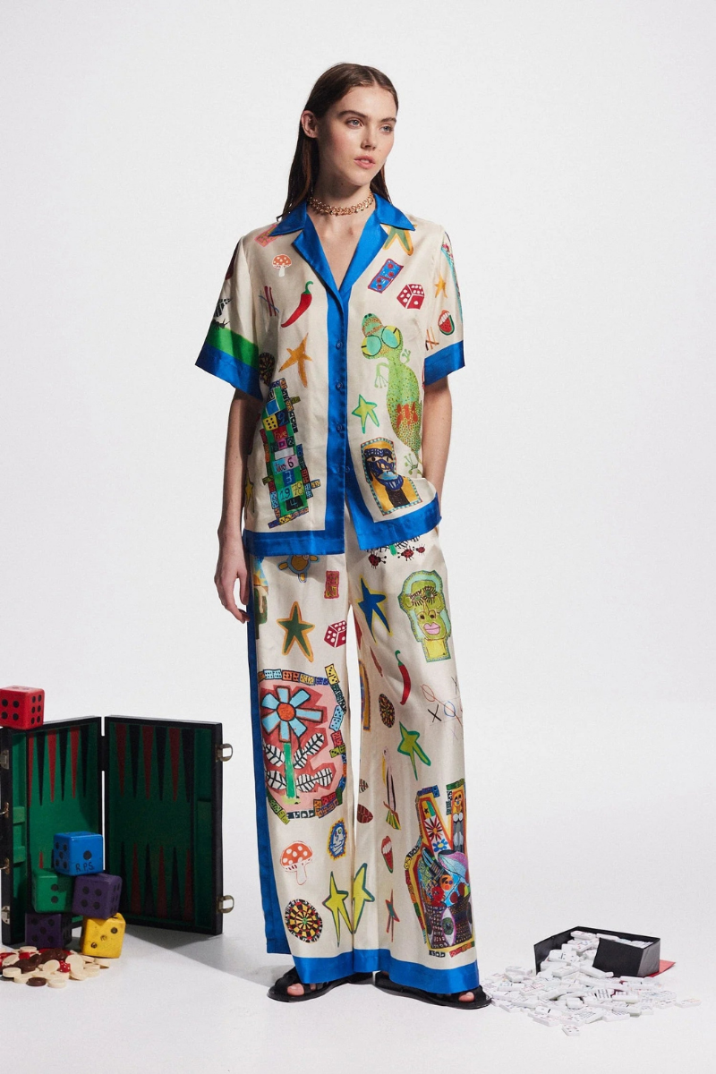 Clarette Patchwork-Şort Seti V Yaka