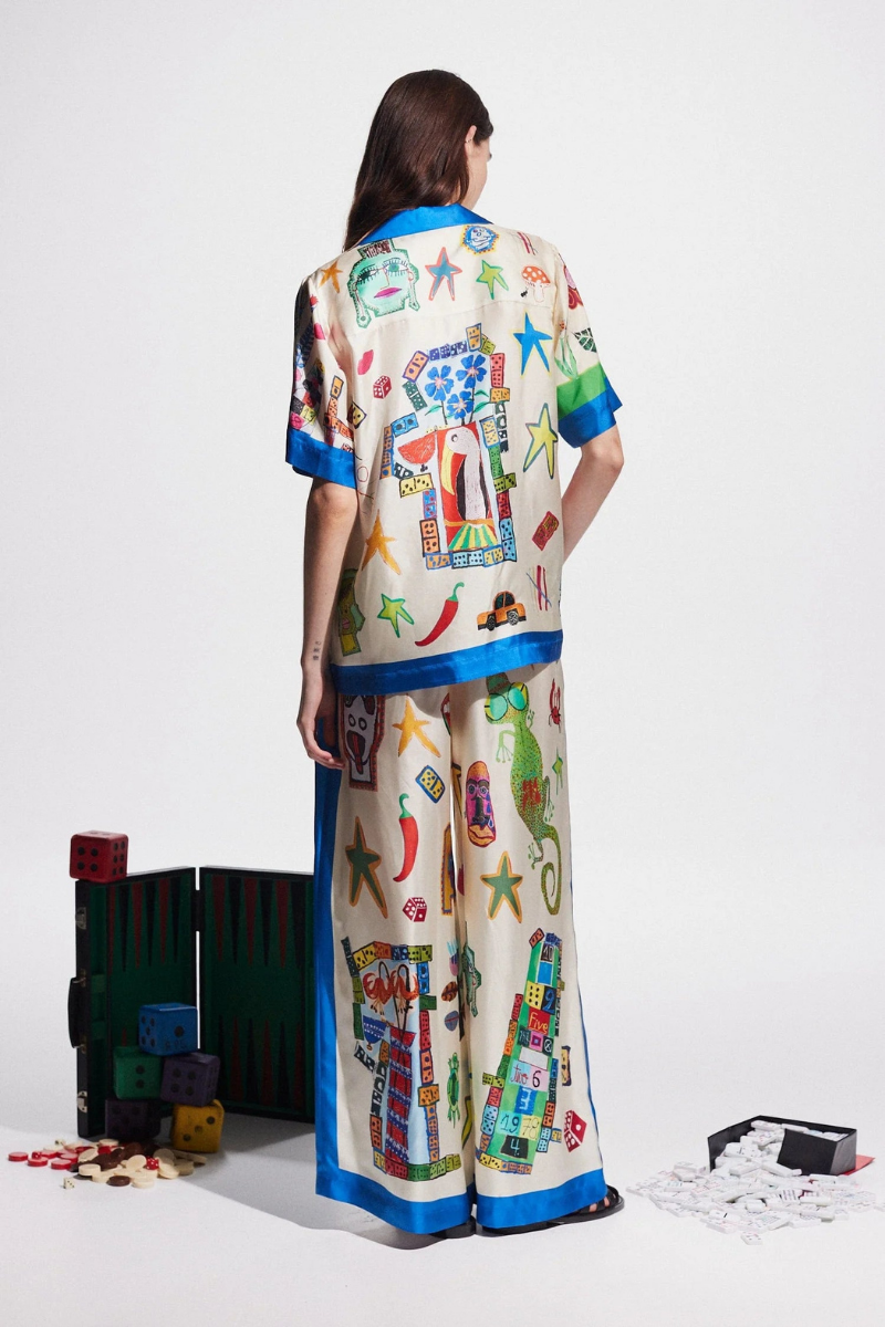 Clarette Patchwork-Şort Seti V Yaka