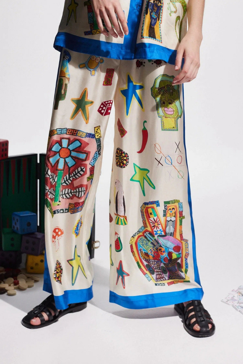 Clarette Patchwork-Şort Seti V Yaka