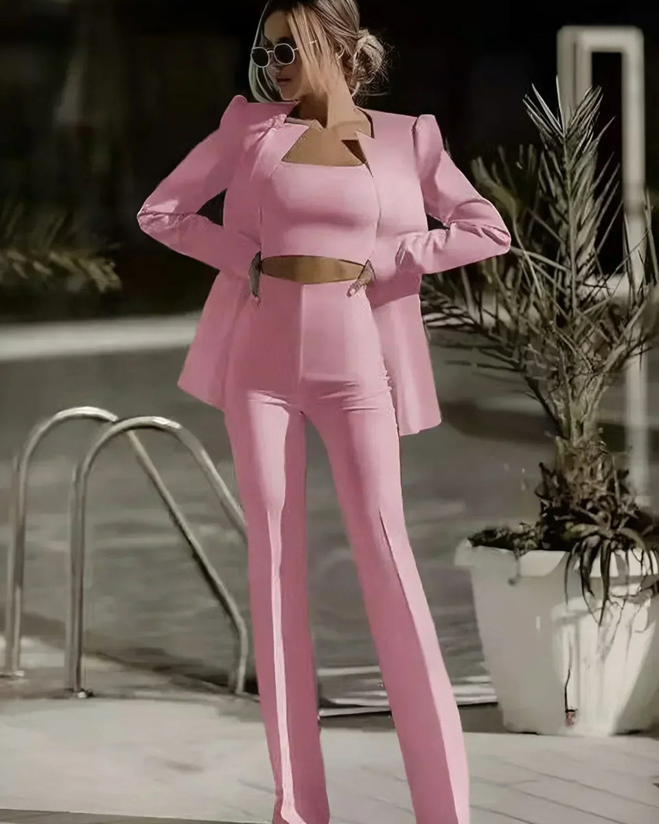 JAMALIA - şık 3 parçalı set (blazer, üst, pantolon)