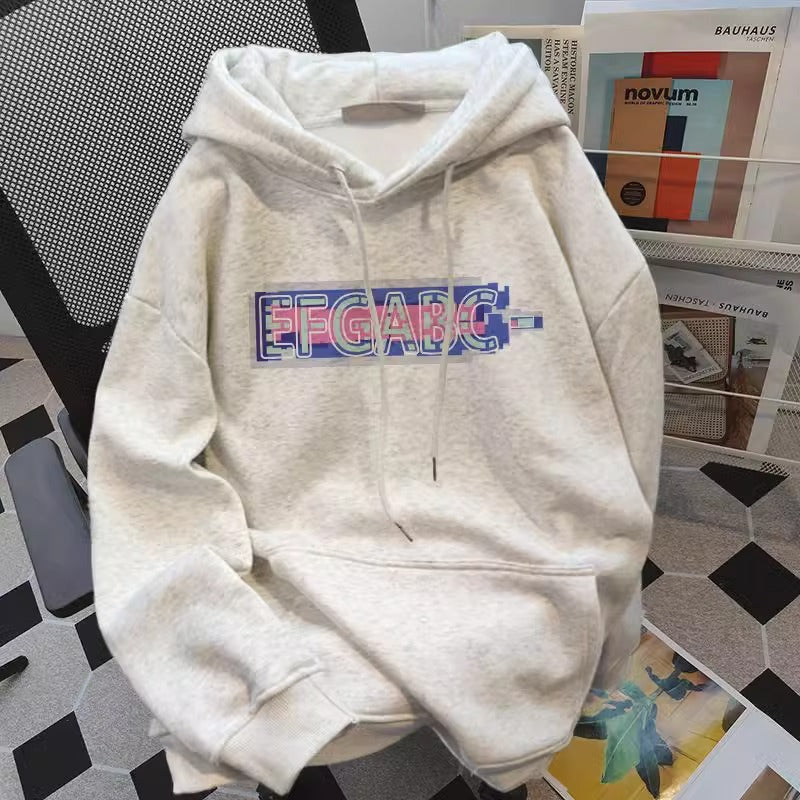 Vintage Monogramlı Baskılı Kapüşonlu Sweatshirt