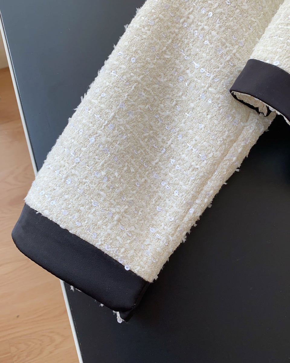 Premium Fiyonk Boncuklu Tweed Üst