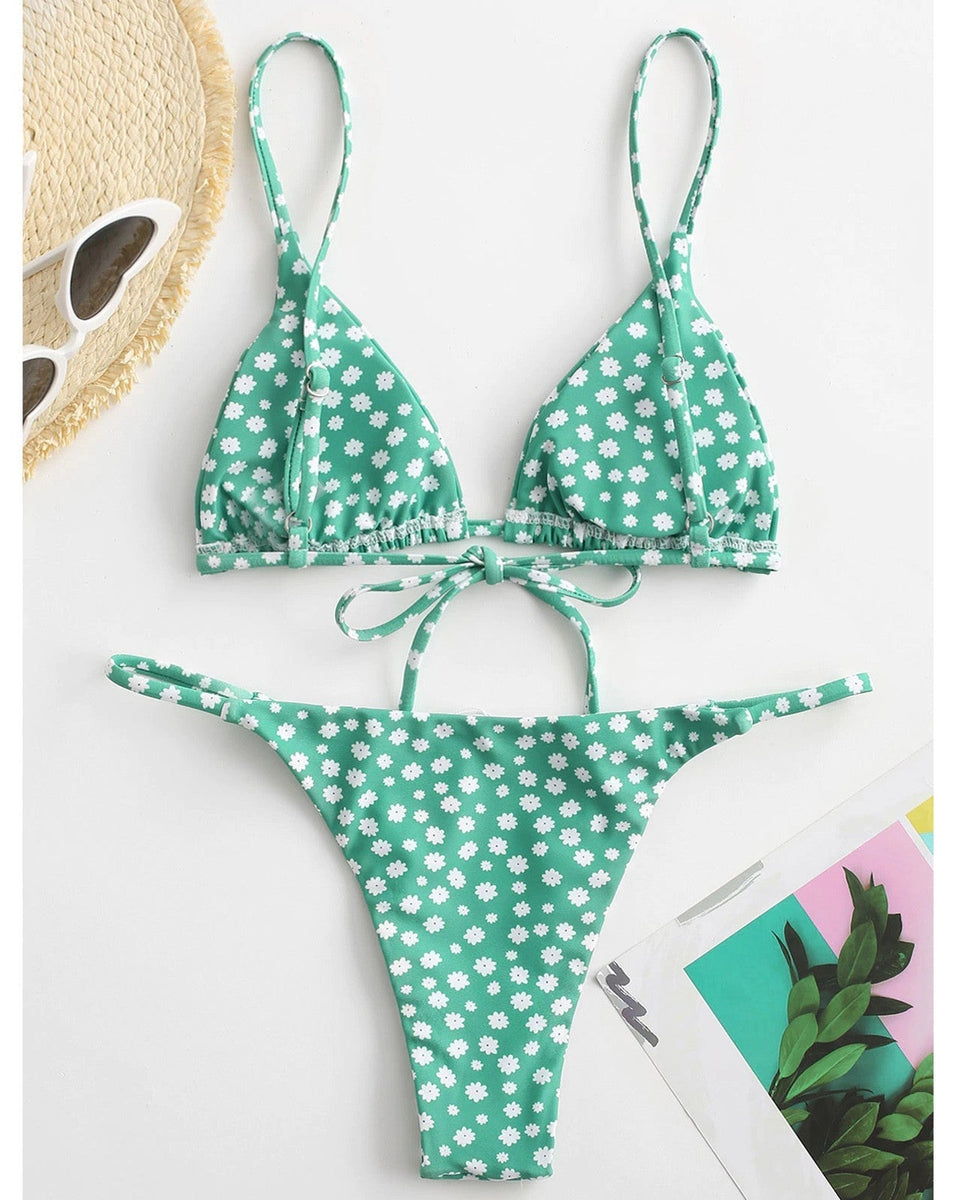 Vintage Baskılı Üç Parça Bikini