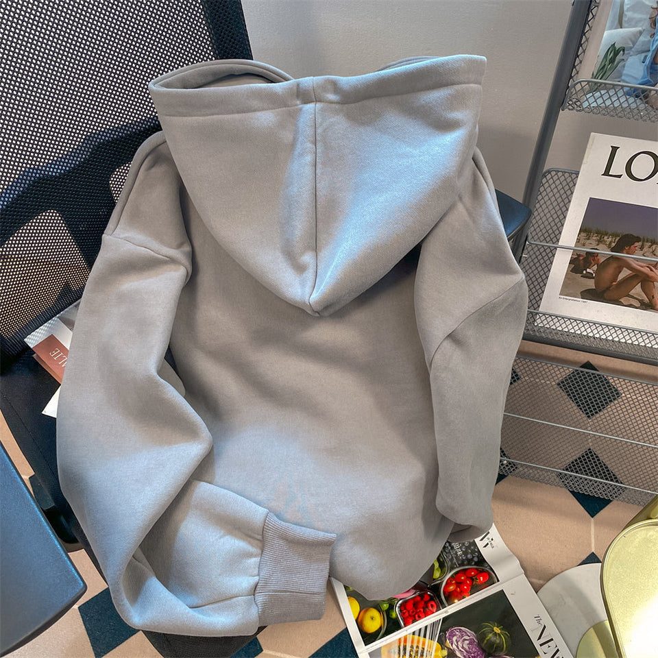 Oversize 3D Monogramlı Kapüşonlu Sweatshirt