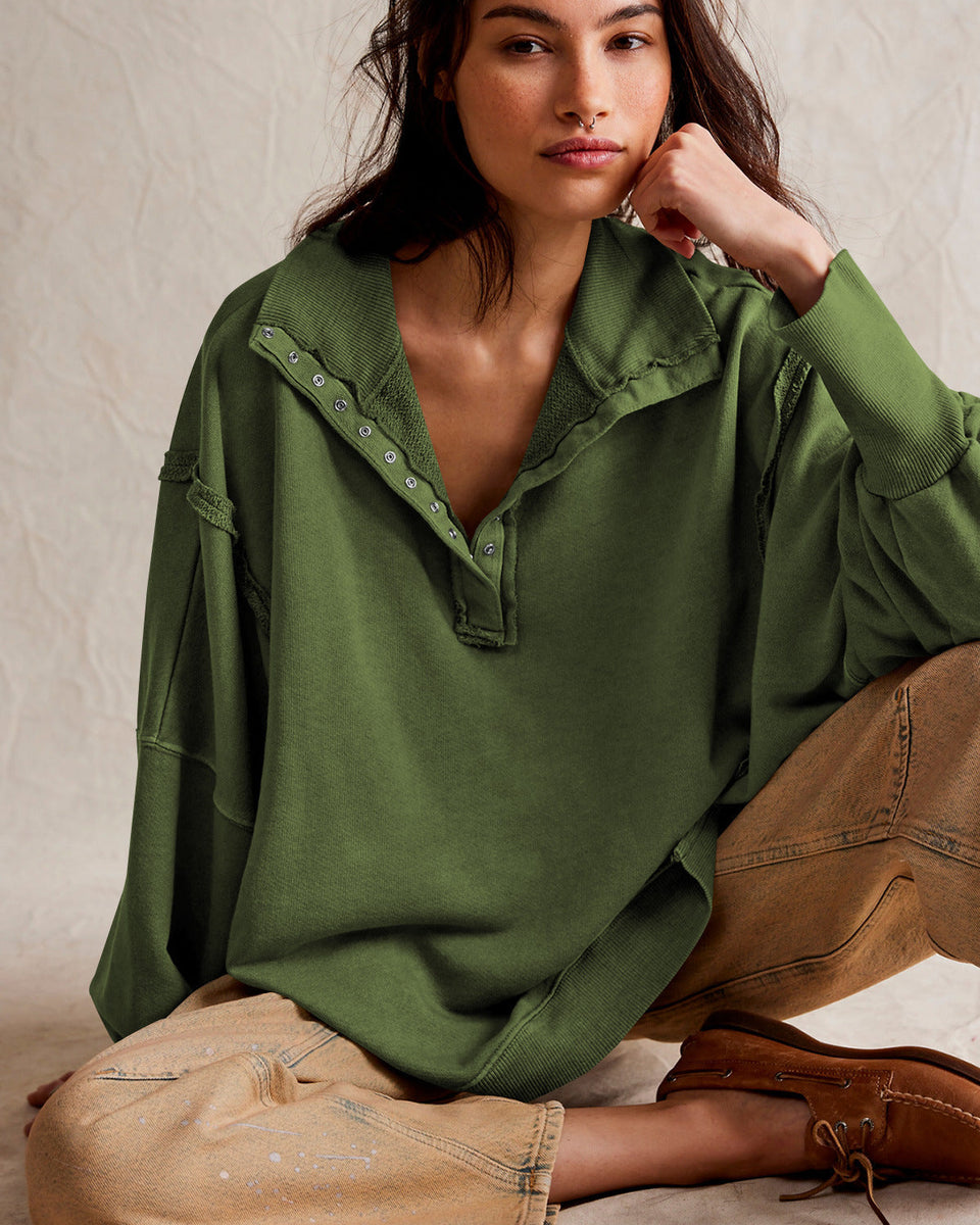 Oversize Yaka Kesik Sweatshirt