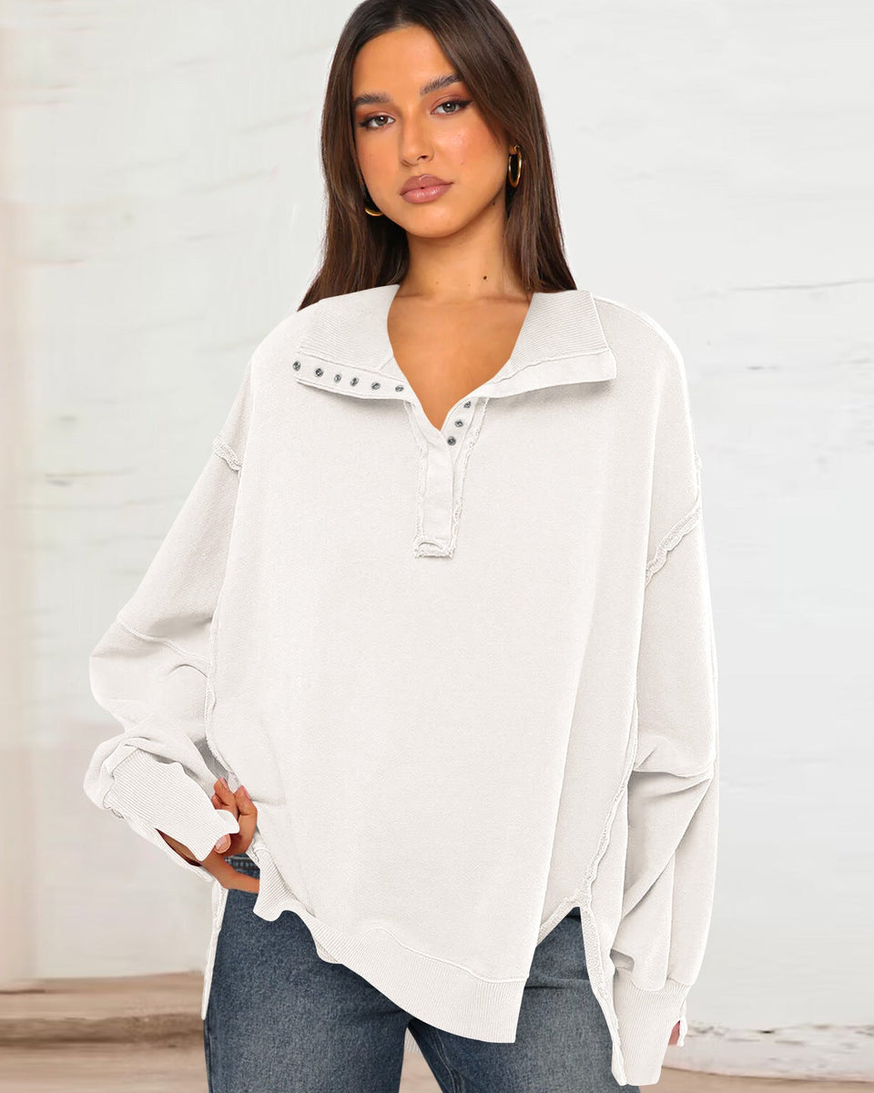 Oversize Yaka Kesik Sweatshirt