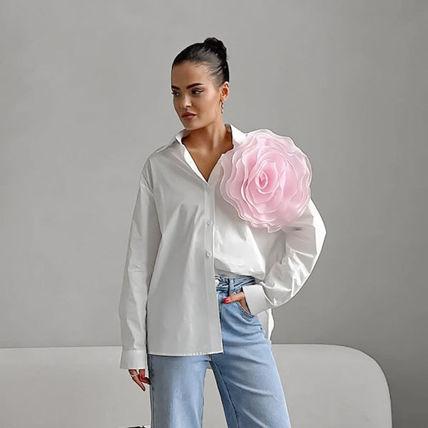 Luxe Button-Up Rahat Uzun Kollu Gömlek