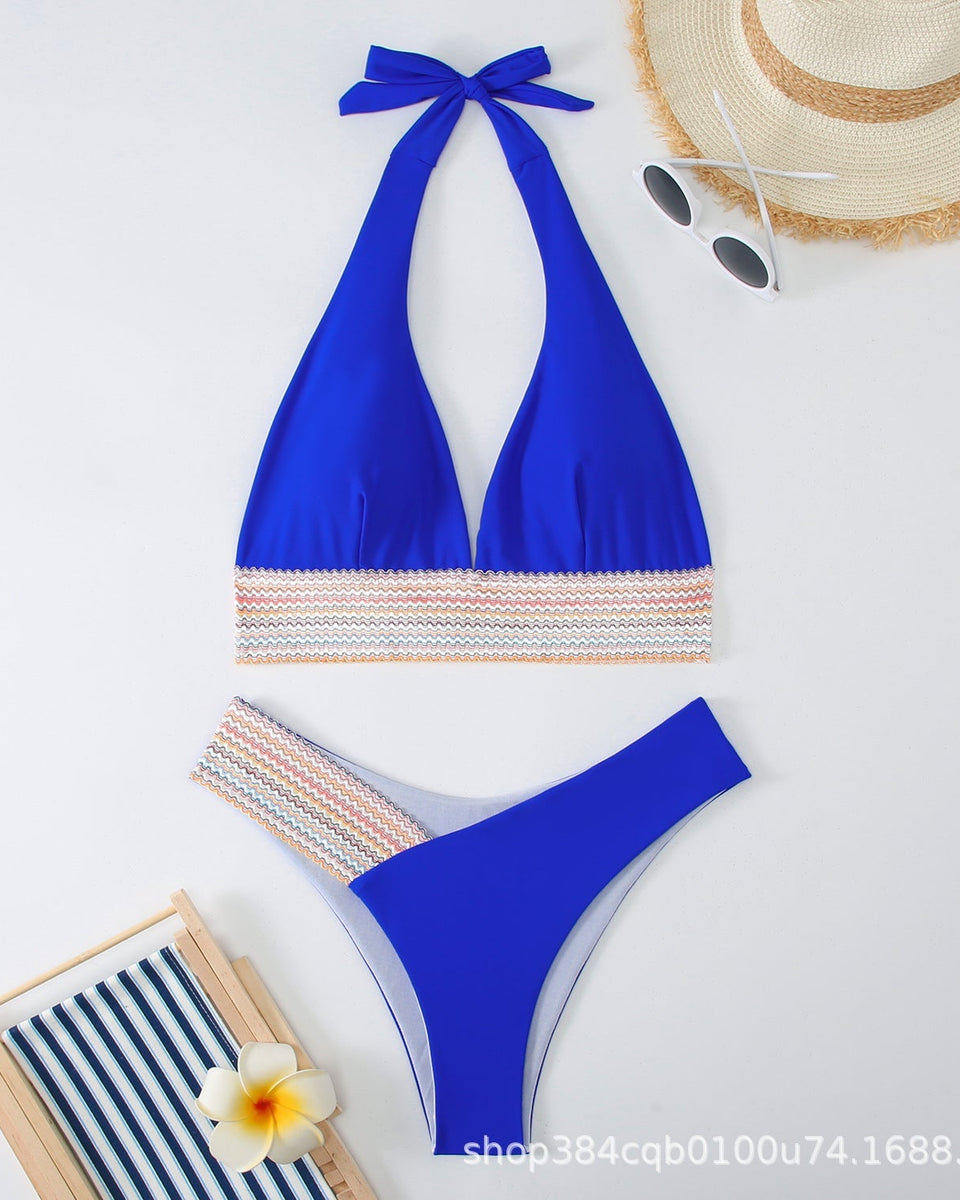 Sıkı Düz Renk Sırt Açık Bikini