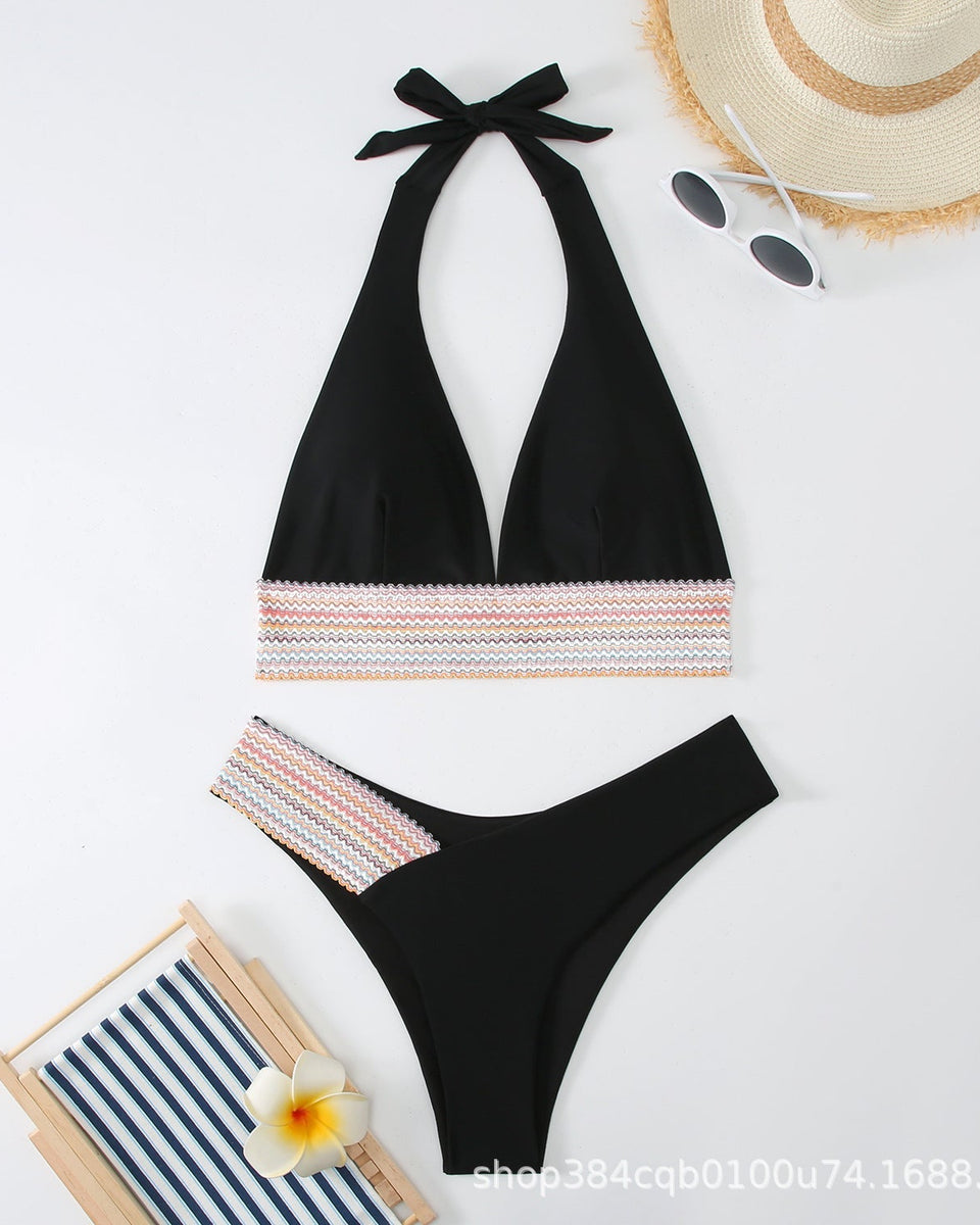 Sıkı Düz Renk Sırt Açık Bikini