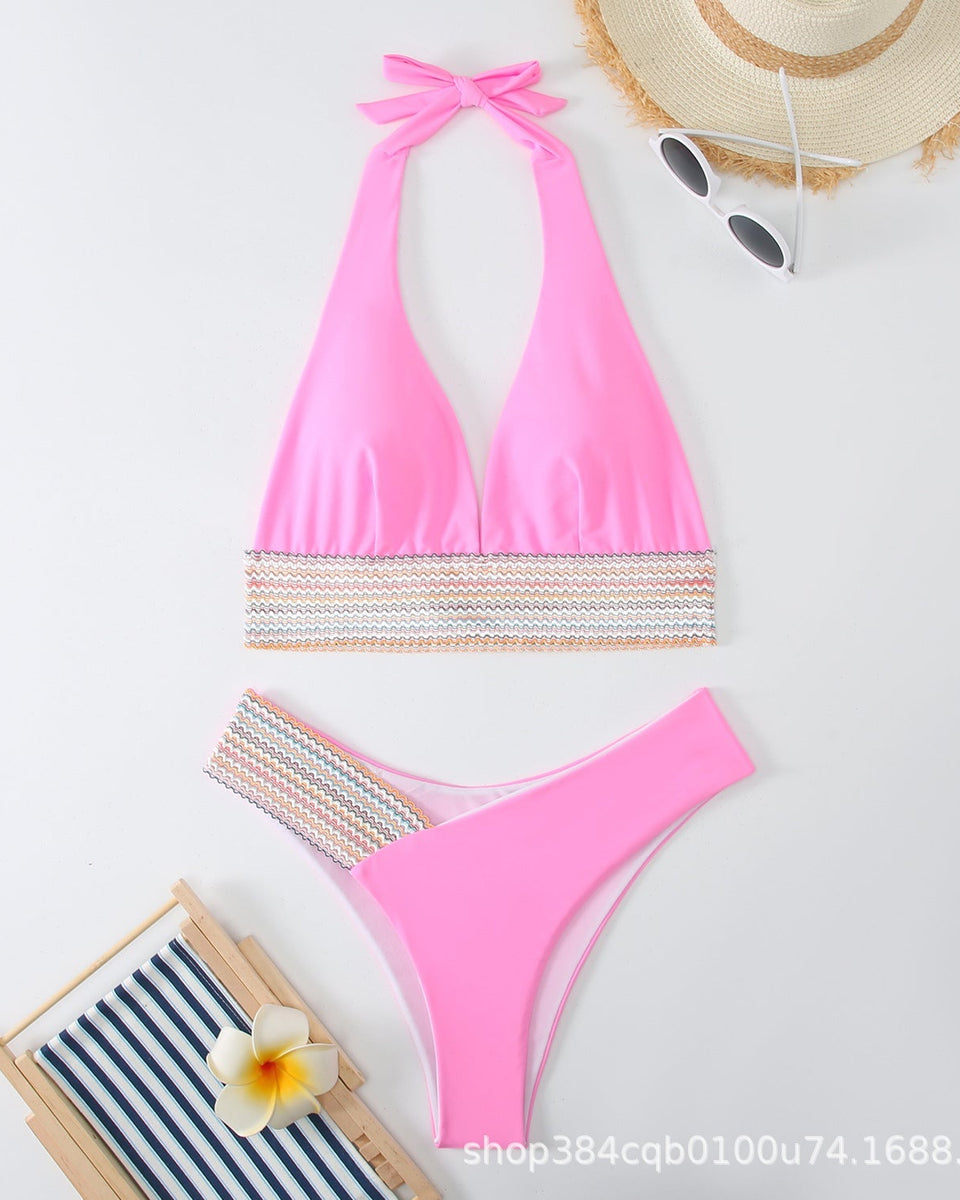 Sıkı Düz Renk Sırt Açık Bikini