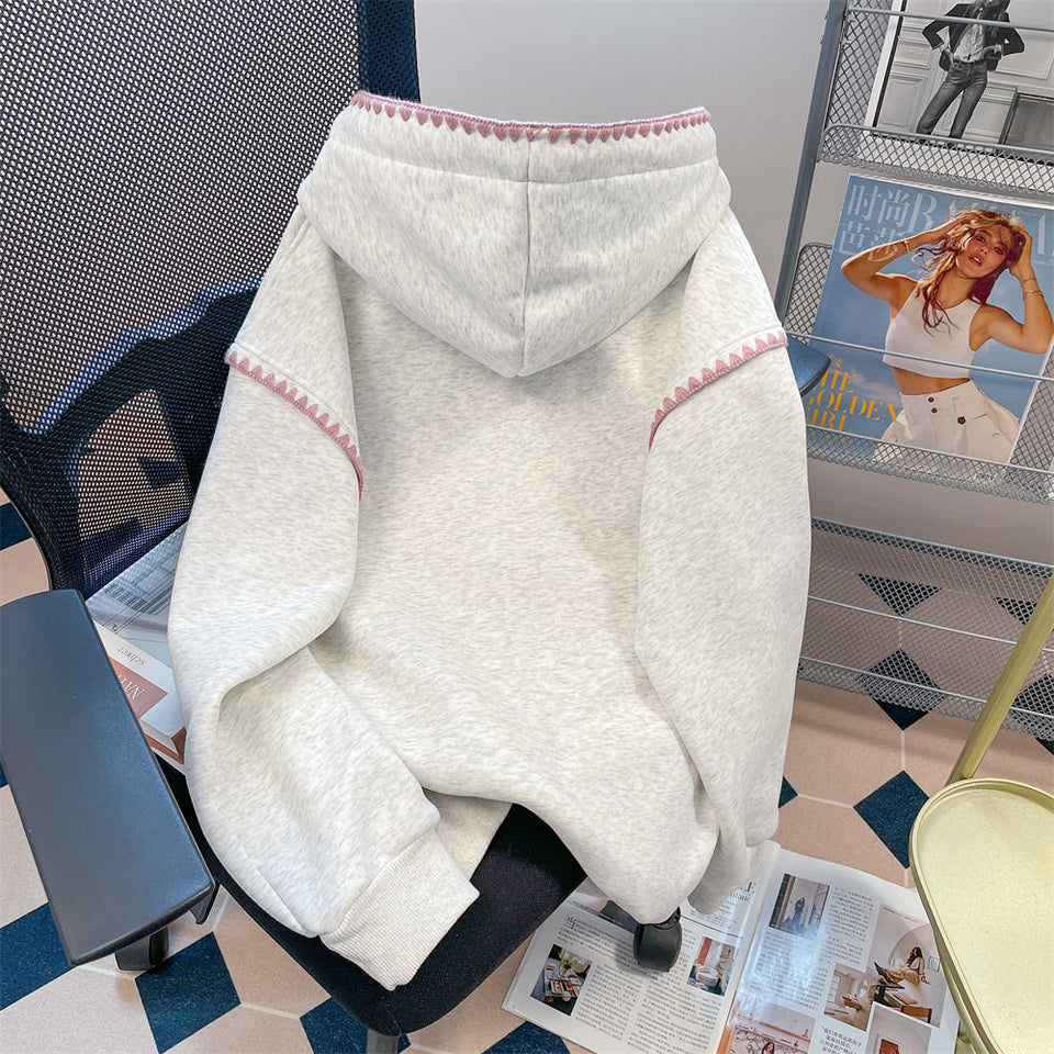 Sevimli Termal Karikatür Nakışlı Kapşonlu Sweatshirt