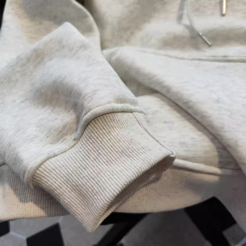 Vintage Monogramlı Baskılı Kapüşonlu Sweatshirt