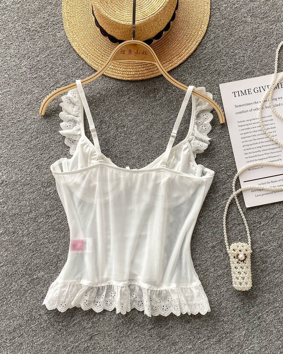 Saray Danteli Patchwork Balık Kemiği Askılı Bluz